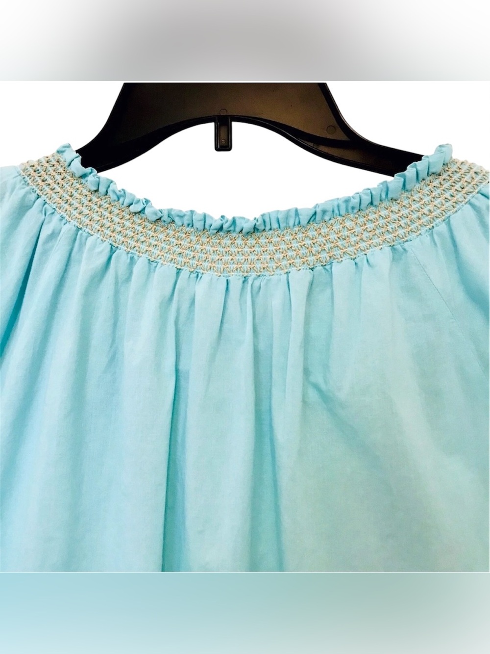 KC Khakis & Co. Womens M Mint Peasant Embroidered Beaded Short Sleeve Boho Top - Picture 10 of 10